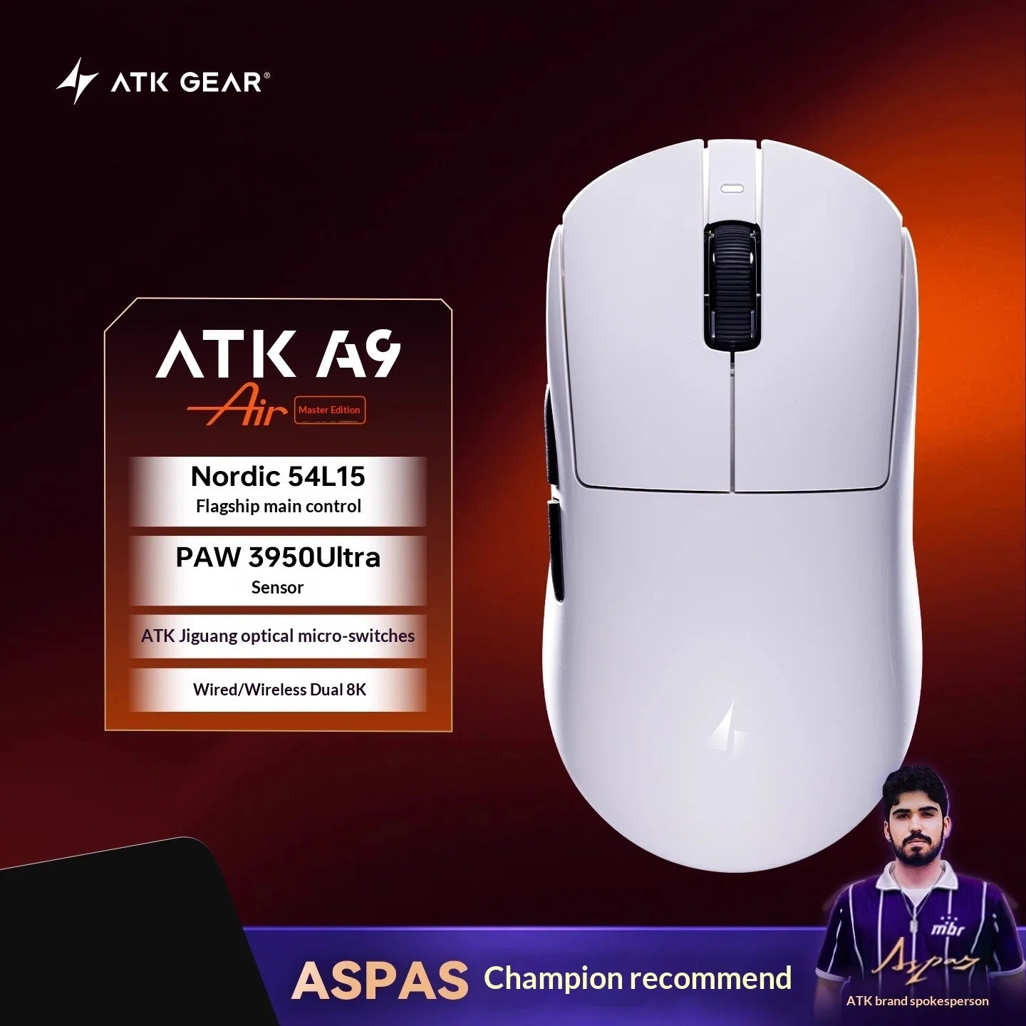 Souris de jeu sans fil ATK DragonFly A9 Air Ultimate PAW3950 Ultra 42000DPI 750IPS 8KHz RGB ergonomique pour Windows MacOs PC Cadeaux - FATAONSouris de jeu sans fil ATK DragonFly A9 Air Ultimate PAW3950 Ultra 42000DPI 750IPS 8KHz RGB ergonomique pour Windows MacOs PC CadeauxProductivité & OrganisationFATAON