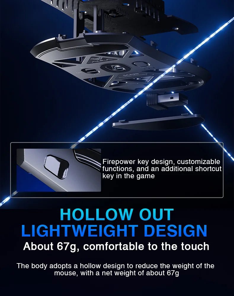 Souris de jeu sans fil AULA SC620, design léger, effets lumineux multiples, bouton de tir personnalisable, détection de mouvement optique - FATAONSouris de jeu sans fil AULA SC620, design léger, effets lumineux multiples, bouton de tir personnalisable, détection de mouvement optiqueProductivité & OrganisationFATAON