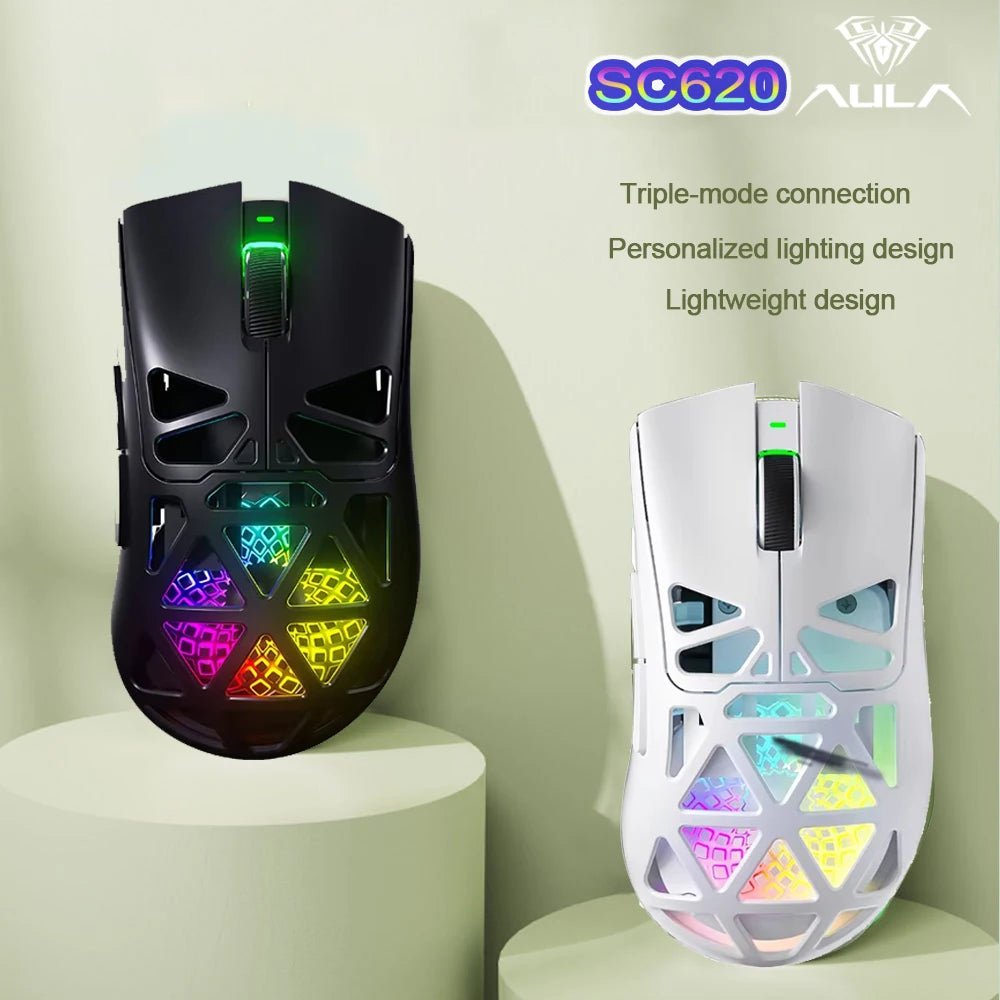 Souris de jeu sans fil AULA SC620, design léger, effets lumineux multiples, bouton de tir personnalisable, détection de mouvement optique - FATAONSouris de jeu sans fil AULA SC620, design léger, effets lumineux multiples, bouton de tir personnalisable, détection de mouvement optiqueProductivité & OrganisationFATAON