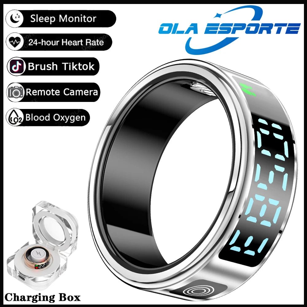 SR08 anneau intelligent avec boîte de chargement pour hommes femmes écran d'affichage LED contrôle des gestes moniteur de santé 5ATM anneaux de sport étanches - FATAONSR08 anneau intelligent avec boîte de chargement pour hommes femmes écran d'affichage LED contrôle des gestes moniteur de santé 5ATM anneaux de sport étanchesTechnologie IntelligenteFATAON