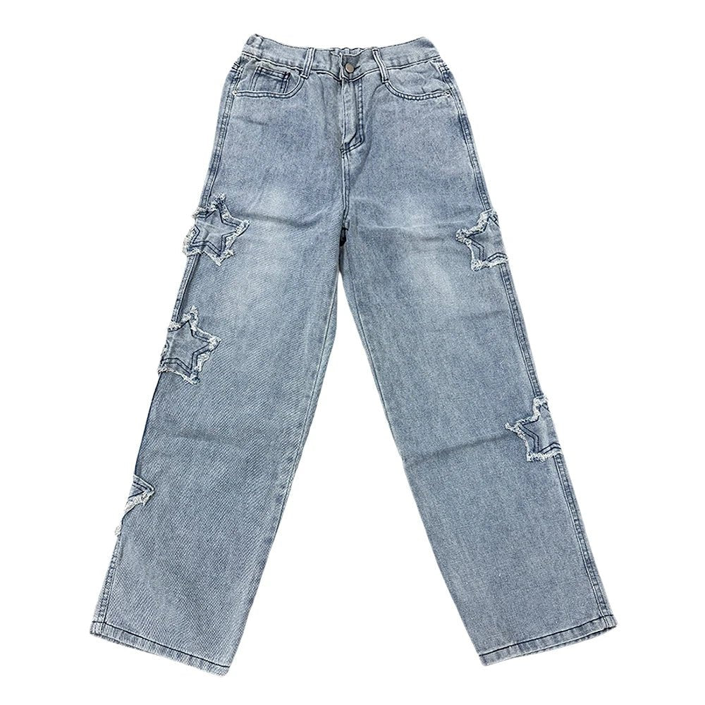 Star Embroidery Straight Casual Men Jeans Gothic Neutral New Wide Leg Loose Hip - Hop Fashion Youth Streetwear Denim Trousers Y2K - Fix & GoStar Embroidery Straight Casual Men Jeans Gothic Neutral New Wide Leg Loose Hip - Hop Fashion Youth Streetwear Denim Trousers Y2KFix & Go
