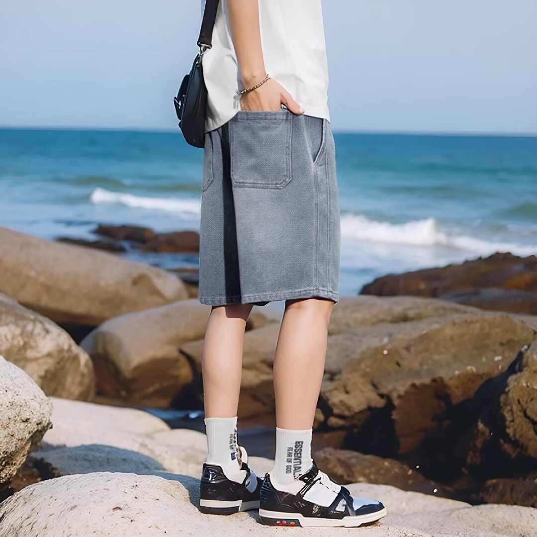 Star Pattern Denim Shorts Men's Summer 2026 New Retro All-match Straight Loose Casual Five-point Pants - FATAONStar Pattern Denim Shorts Men's Summer 2026 New Retro All-match Straight Loose Casual Five-point PantsMode HommeFATAON