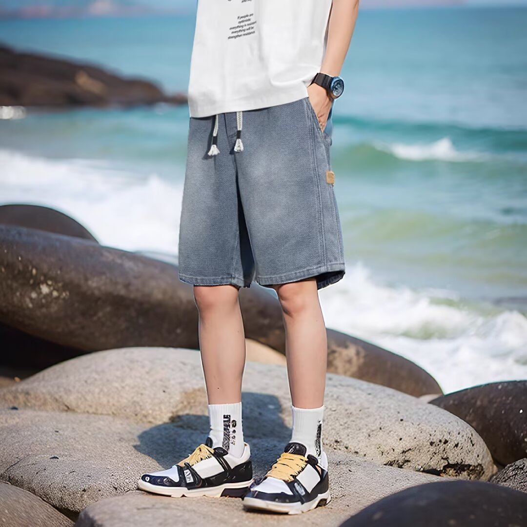 Star Pattern Denim Shorts Men's Summer 2026 New Retro All-match Straight Loose Casual Five-point Pants - FATAONStar Pattern Denim Shorts Men's Summer 2026 New Retro All-match Straight Loose Casual Five-point PantsMode HommeFATAON