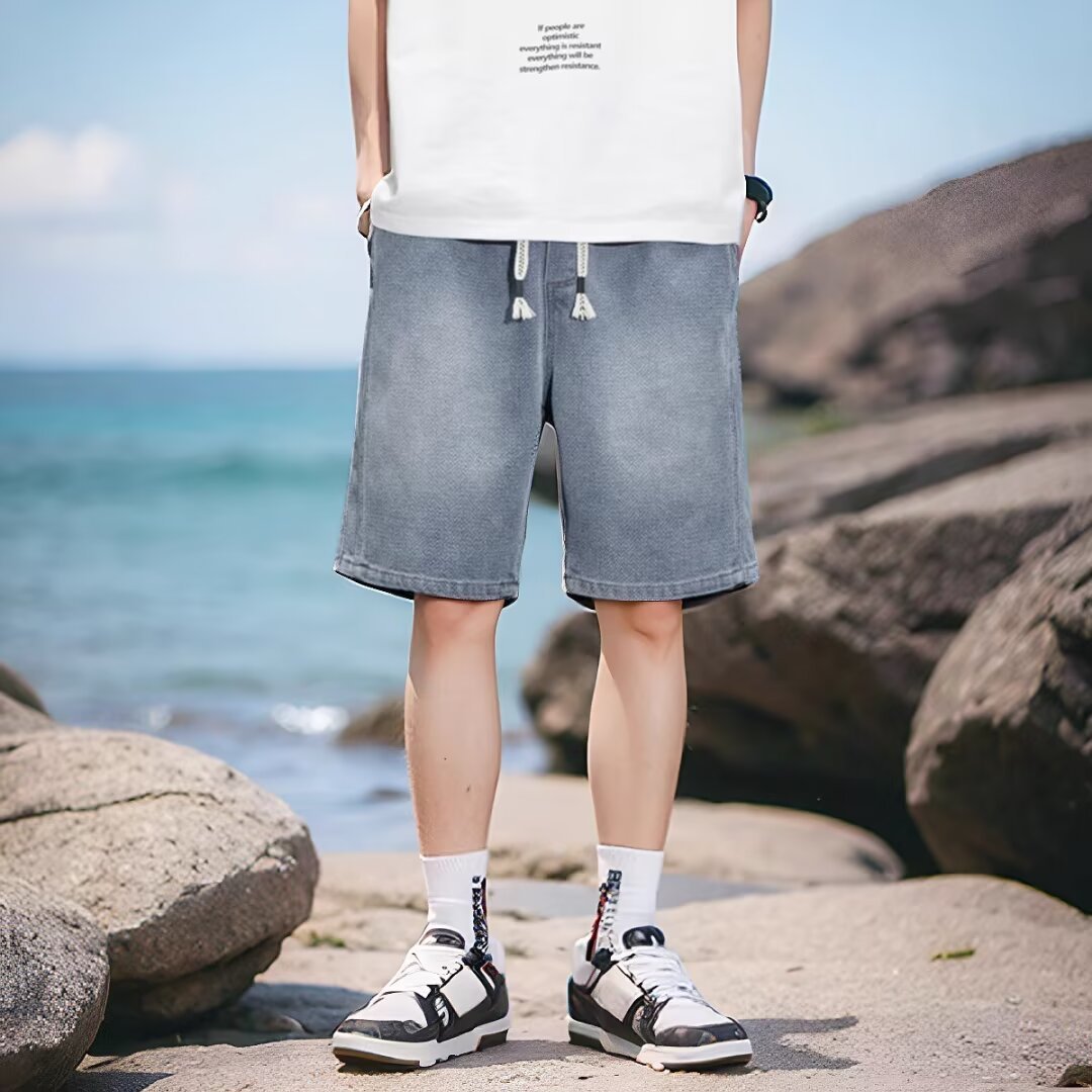 Star Pattern Denim Shorts Men's Summer 2026 New Retro All-match Straight Loose Casual Five-point Pants - FATAONStar Pattern Denim Shorts Men's Summer 2026 New Retro All-match Straight Loose Casual Five-point PantsMode HommeFATAON