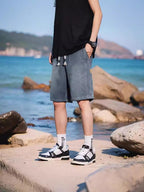 Star Pattern Denim Shorts Men's Summer 2026 New Retro All-match Straight Loose Casual Five-point Pants - FATAONStar Pattern Denim Shorts Men's Summer 2026 New Retro All-match Straight Loose Casual Five-point PantsMode HommeFATAON