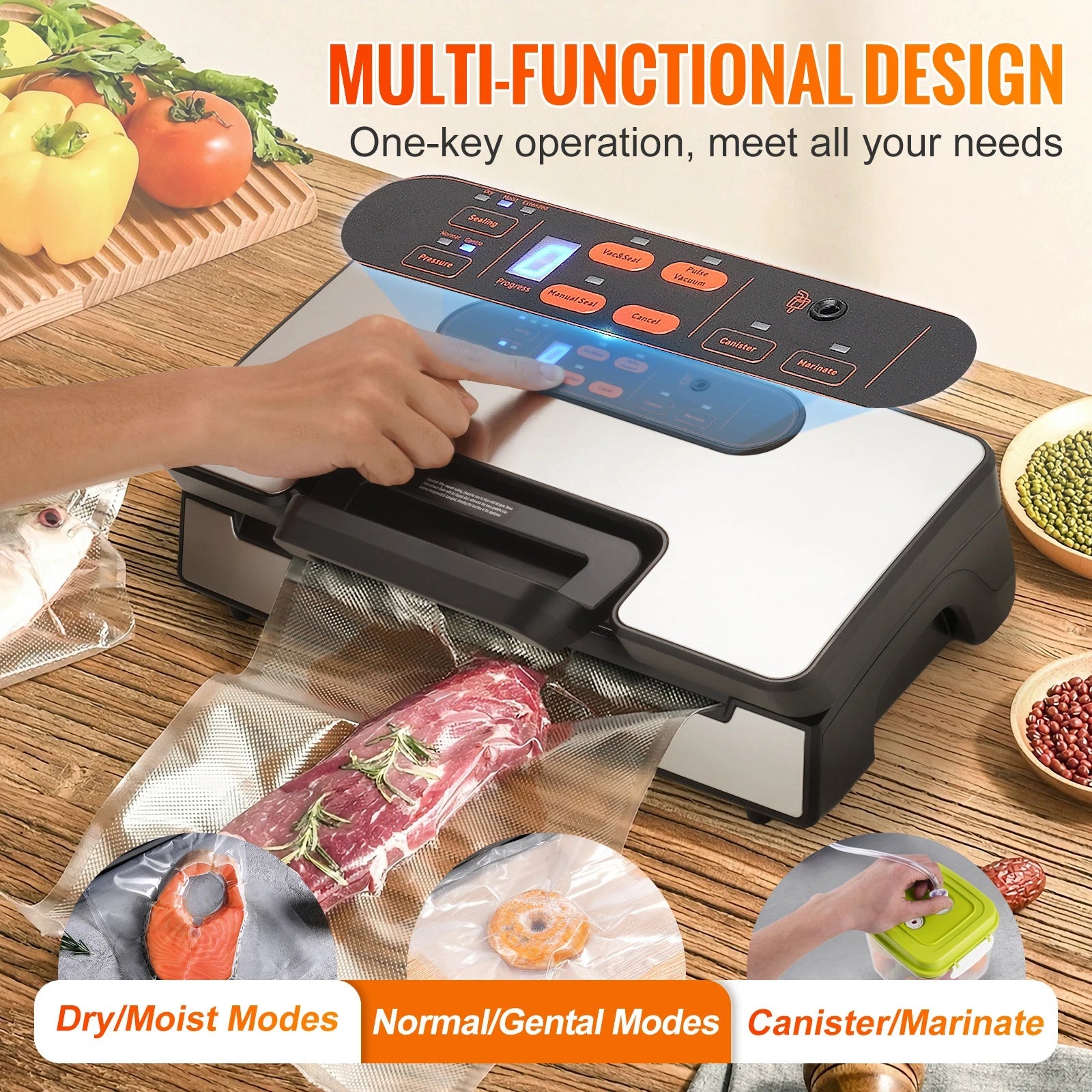 SucceBuy 90Kpa 130W Machine d'emballage alimentaire scelleuse sous vide avec 10 sacs sous vide gratuits pour la cuisine domestique scellage des aliments sous vide - FATAONSucceBuy 90Kpa 130W Machine d'emballage alimentaire scelleuse sous vide avec 10 sacs sous vide gratuits pour la cuisine domestique scellage des aliments sous videSolutions MaisonFATAON
