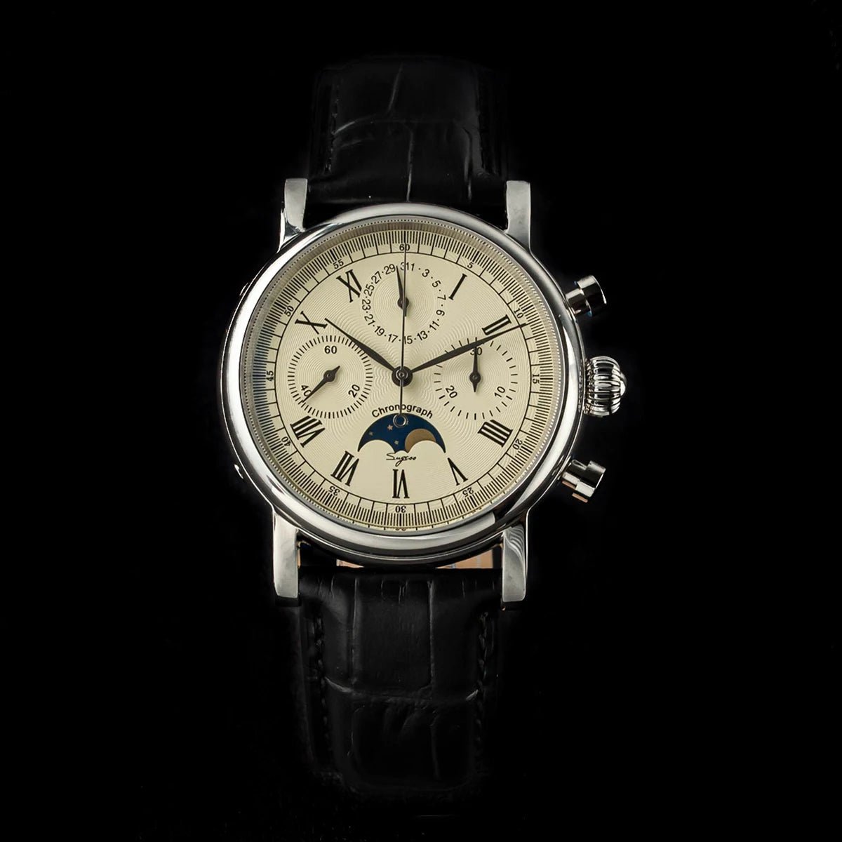 Sugess – montre-bracelet pour hommes, ST1908, mouvement à col de cygne, chronographe mécanique, véritable calendrier de phase de lune, cuir Vintage, nouveau 2026 - FATAONSugess – montre-bracelet pour hommes, ST1908, mouvement à col de cygne, chronographe mécanique, véritable calendrier de phase de lune, cuir Vintage, nouveau 2026Mode HommeFATAON