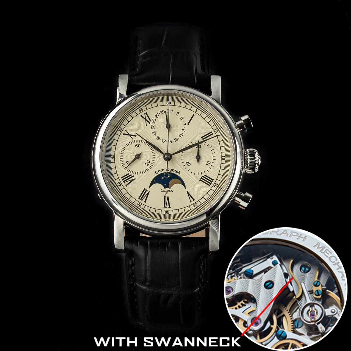 Sugess – montre-bracelet pour hommes, ST1908, mouvement à col de cygne, chronographe mécanique, véritable calendrier de phase de lune, cuir Vintage, nouveau 2026 - FATAONSugess – montre-bracelet pour hommes, ST1908, mouvement à col de cygne, chronographe mécanique, véritable calendrier de phase de lune, cuir Vintage, nouveau 2026Mode HommeFATAON