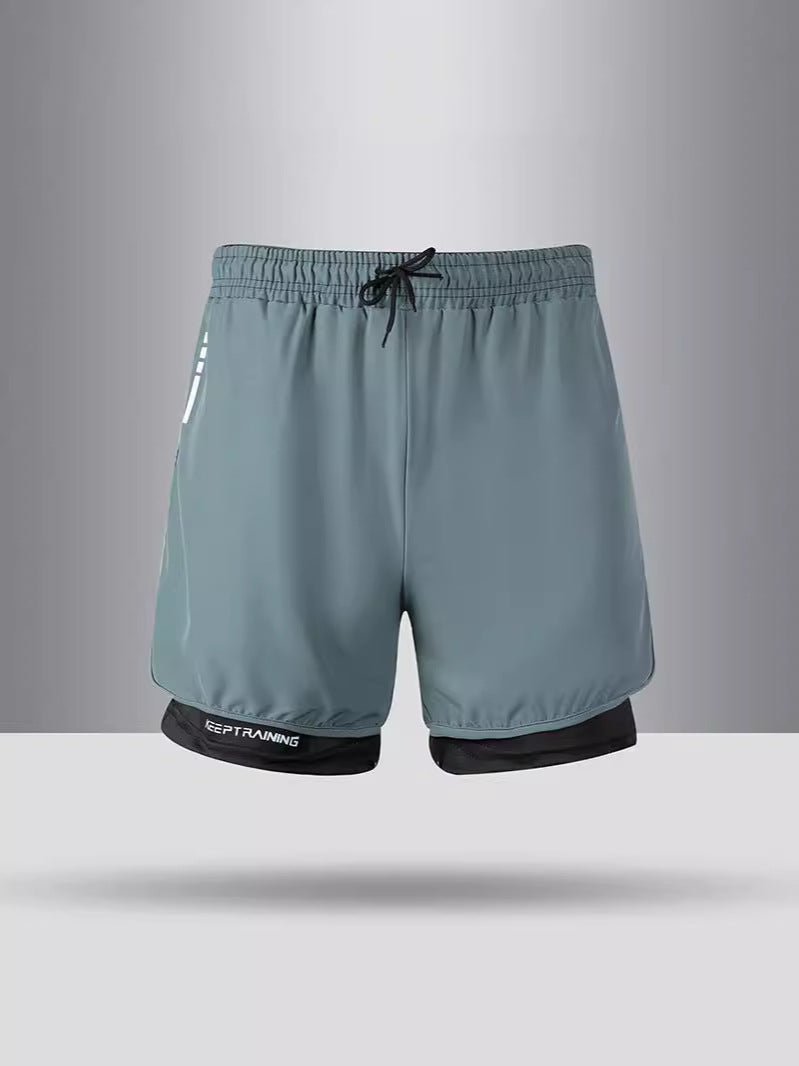 Summer American Sports Shorts Men's Basketball Training Tight Running Shorts Quick-drying Fake Two-piece But Knee Fitness Pants - FATAONSummer American Sports Shorts Men's Basketball Training Tight Running Shorts Quick-drying Fake Two-piece But Knee Fitness PantsMode HommeFATAON