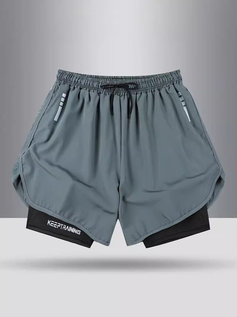 Summer American Sports Shorts Men's Basketball Training Tight Running Shorts Quick-drying Fake Two-piece But Knee Fitness Pants - FATAONSummer American Sports Shorts Men's Basketball Training Tight Running Shorts Quick-drying Fake Two-piece But Knee Fitness PantsMode HommeFATAON