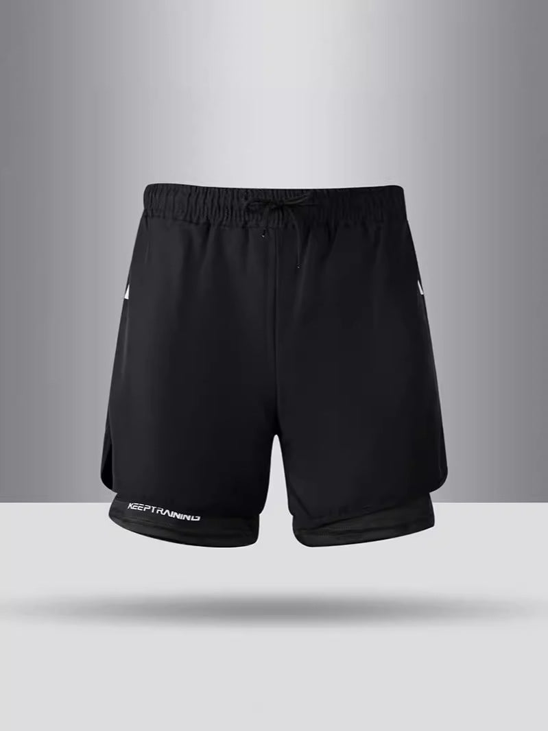 Summer American Sports Shorts Men's Basketball Training Tight Running Shorts Quick-drying Fake Two-piece But Knee Fitness Pants - FATAONSummer American Sports Shorts Men's Basketball Training Tight Running Shorts Quick-drying Fake Two-piece But Knee Fitness PantsMode HommeFATAON