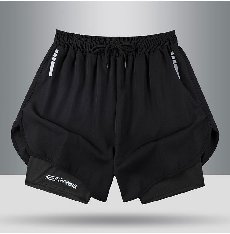 Summer American Sports Shorts Men's Basketball Training Tight Running Shorts Quick-drying Fake Two-piece But Knee Fitness Pants - FATAONSummer American Sports Shorts Men's Basketball Training Tight Running Shorts Quick-drying Fake Two-piece But Knee Fitness PantsMode HommeFATAON