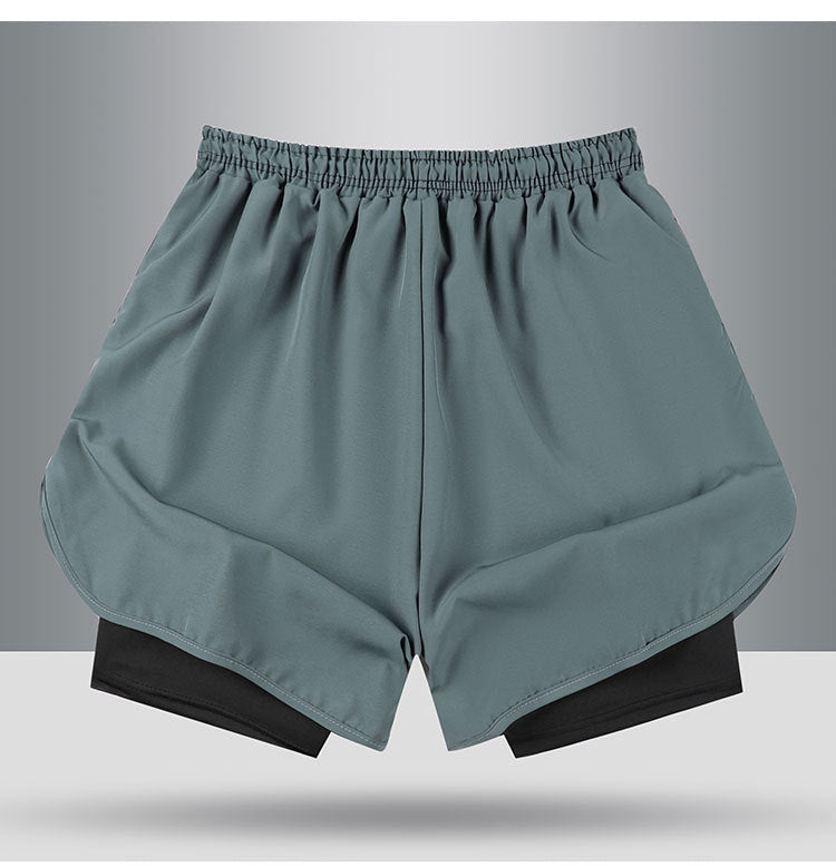 Summer American Sports Shorts Men's Basketball Training Tight Running Shorts Quick-drying Fake Two-piece But Knee Fitness Pants - FATAONSummer American Sports Shorts Men's Basketball Training Tight Running Shorts Quick-drying Fake Two-piece But Knee Fitness PantsMode HommeFATAON