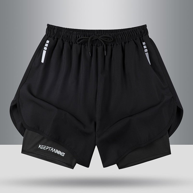 Summer American Sports Shorts Men's Basketball Training Tight Running Shorts Quick-drying Fake Two-piece But Knee Fitness Pants - FATAONSummer American Sports Shorts Men's Basketball Training Tight Running Shorts Quick-drying Fake Two-piece But Knee Fitness PantsMode HommeFATAON