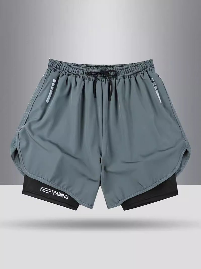 Summer American Sports Shorts Men's Basketball Training Tight Running Shorts Quick-drying Fake Two-piece But Knee Fitness Pants - FATAONSummer American Sports Shorts Men's Basketball Training Tight Running Shorts Quick-drying Fake Two-piece But Knee Fitness PantsMode HommeFATAON