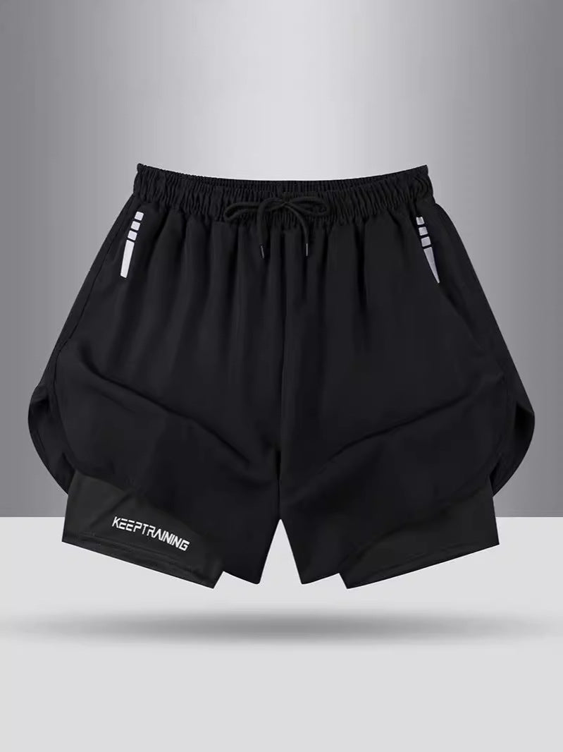 Summer American Sports Shorts Men's Basketball Training Tight Running Shorts Quick-drying Fake Two-piece But Knee Fitness Pants - FATAONSummer American Sports Shorts Men's Basketball Training Tight Running Shorts Quick-drying Fake Two-piece But Knee Fitness PantsMode HommeFATAON