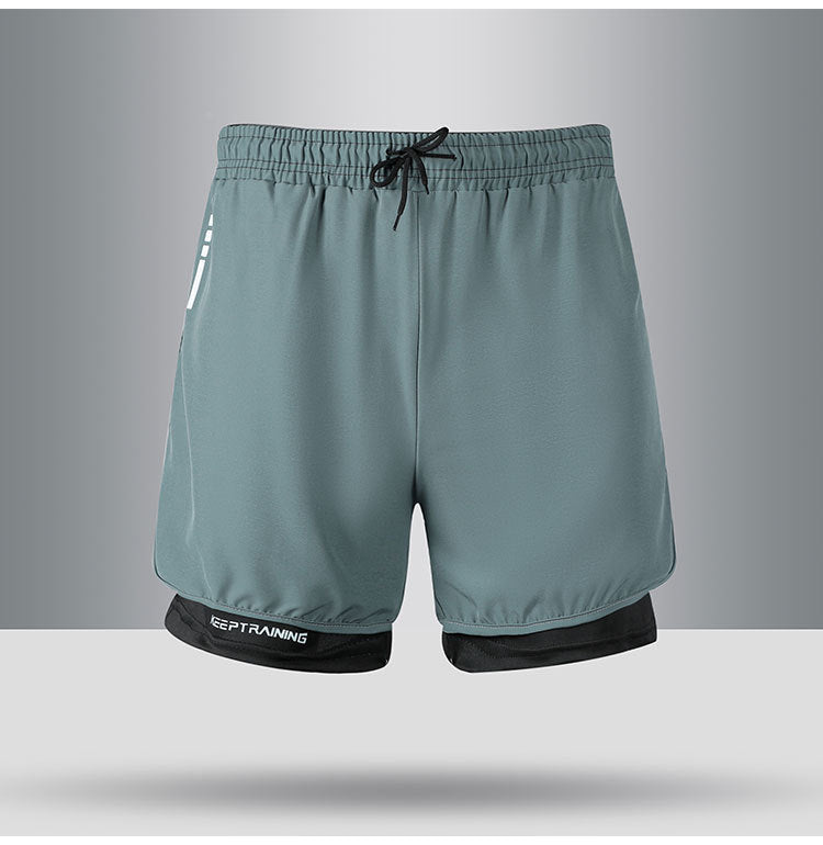 Summer American Sports Shorts Men's Basketball Training Tight Running Shorts Quick-drying Fake Two-piece But Knee Fitness Pants - FATAONSummer American Sports Shorts Men's Basketball Training Tight Running Shorts Quick-drying Fake Two-piece But Knee Fitness PantsMode HommeFATAON