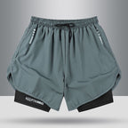Summer American Sports Shorts Men's Basketball Training Tight Running Shorts Quick-drying Fake Two-piece But Knee Fitness Pants - FATAONSummer American Sports Shorts Men's Basketball Training Tight Running Shorts Quick-drying Fake Two-piece But Knee Fitness PantsMode HommeFATAON