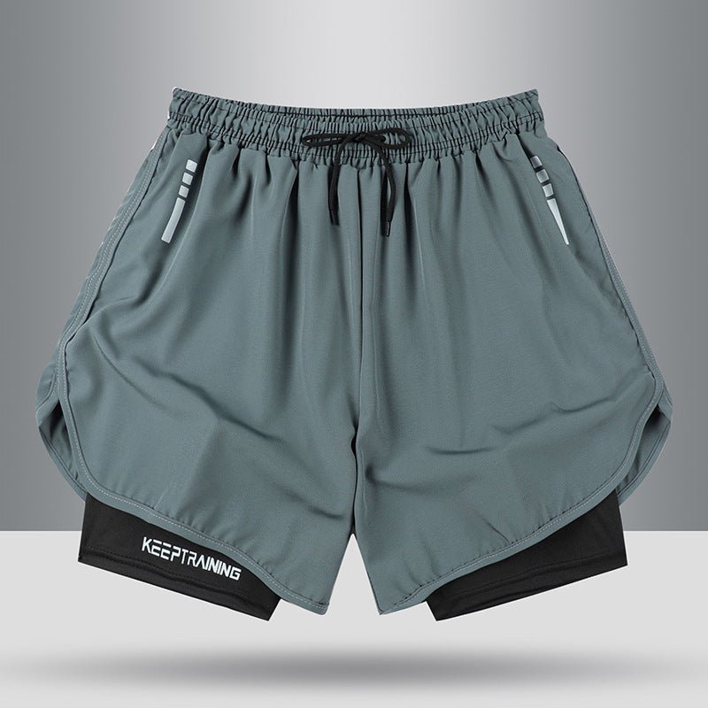 Summer American Sports Shorts Men's Basketball Training Tight Running Shorts Quick-drying Fake Two-piece But Knee Fitness Pants - FATAONSummer American Sports Shorts Men's Basketball Training Tight Running Shorts Quick-drying Fake Two-piece But Knee Fitness PantsMode HommeFATAON