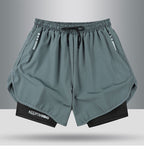 Summer American Sports Shorts Men's Basketball Training Tight Running Shorts Quick-drying Fake Two-piece But Knee Fitness Pants - FATAONSummer American Sports Shorts Men's Basketball Training Tight Running Shorts Quick-drying Fake Two-piece But Knee Fitness PantsMode HommeFATAON