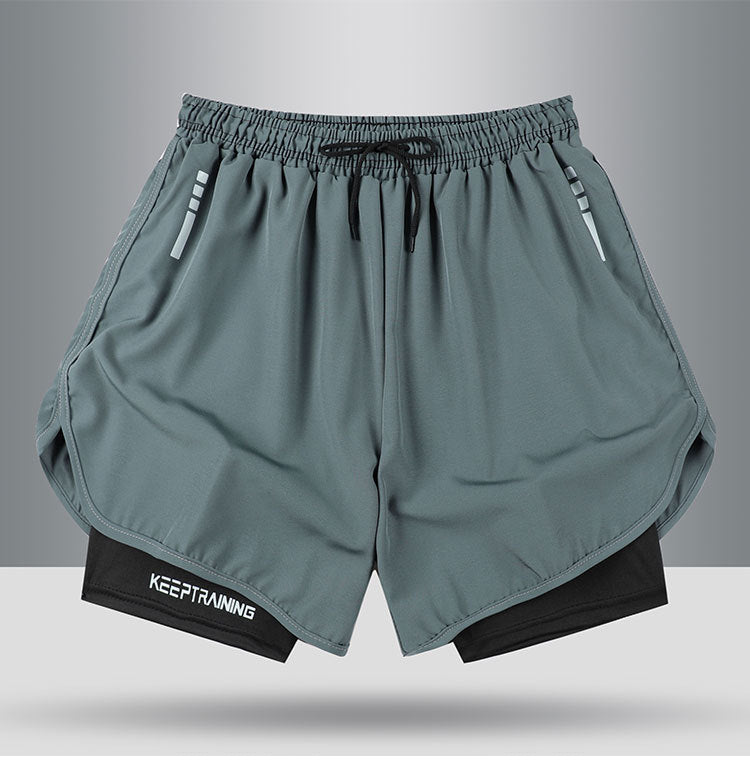 Summer American Sports Shorts Men's Basketball Training Tight Running Shorts Quick-drying Fake Two-piece But Knee Fitness Pants - FATAONSummer American Sports Shorts Men's Basketball Training Tight Running Shorts Quick-drying Fake Two-piece But Knee Fitness PantsMode HommeFATAON