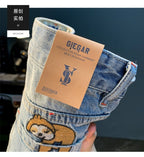 Summer Casual Shorts Men's plus size Light Color Five-point Jeans Trendy Embroidered High-end Men's Straight Pants - FATAONSummer Casual Shorts Men's plus size Light Color Five-point Jeans Trendy Embroidered High-end Men's Straight PantsMode HommeFATAON