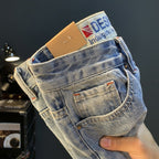 Summer Casual Shorts Men's plus size Light Color Five-point Jeans Trendy Embroidered High-end Men's Straight Pants - FATAONSummer Casual Shorts Men's plus size Light Color Five-point Jeans Trendy Embroidered High-end Men's Straight PantsMode HommeFATAON
