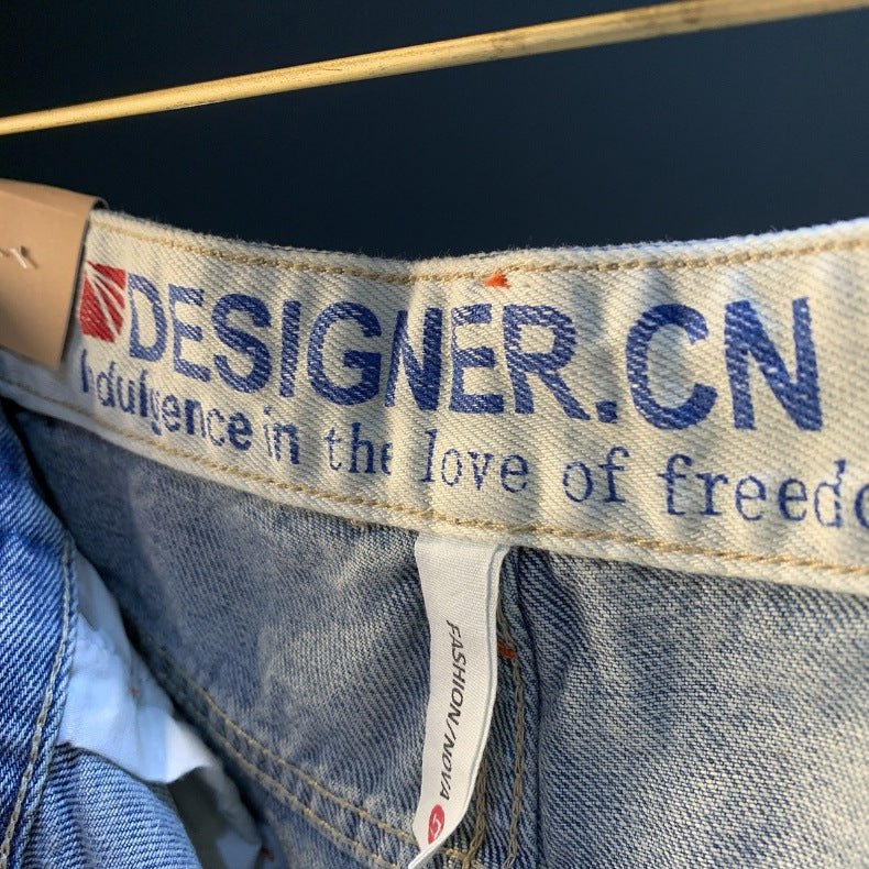 Summer Casual Shorts Men's plus size Light Color Five-point Jeans Trendy Embroidered High-end Men's Straight Pants - FATAONSummer Casual Shorts Men's plus size Light Color Five-point Jeans Trendy Embroidered High-end Men's Straight PantsMode HommeFATAON
