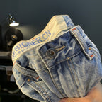 Summer Casual Shorts Men's plus size Light Color Five-point Jeans Trendy Embroidered High-end Men's Straight Pants - FATAONSummer Casual Shorts Men's plus size Light Color Five-point Jeans Trendy Embroidered High-end Men's Straight PantsMode HommeFATAON