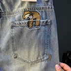 Summer Casual Shorts Men's plus size Light Color Five-point Jeans Trendy Embroidered High-end Men's Straight Pants - FATAONSummer Casual Shorts Men's plus size Light Color Five-point Jeans Trendy Embroidered High-end Men's Straight PantsMode HommeFATAON