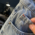 Summer Casual Shorts Men's plus size Light Color Five-point Jeans Trendy Embroidered High-end Men's Straight Pants - FATAONSummer Casual Shorts Men's plus size Light Color Five-point Jeans Trendy Embroidered High-end Men's Straight PantsMode HommeFATAON