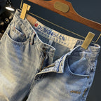 Summer Casual Shorts Men's plus size Light Color Five-point Jeans Trendy Embroidered High-end Men's Straight Pants - FATAONSummer Casual Shorts Men's plus size Light Color Five-point Jeans Trendy Embroidered High-end Men's Straight PantsMode HommeFATAON