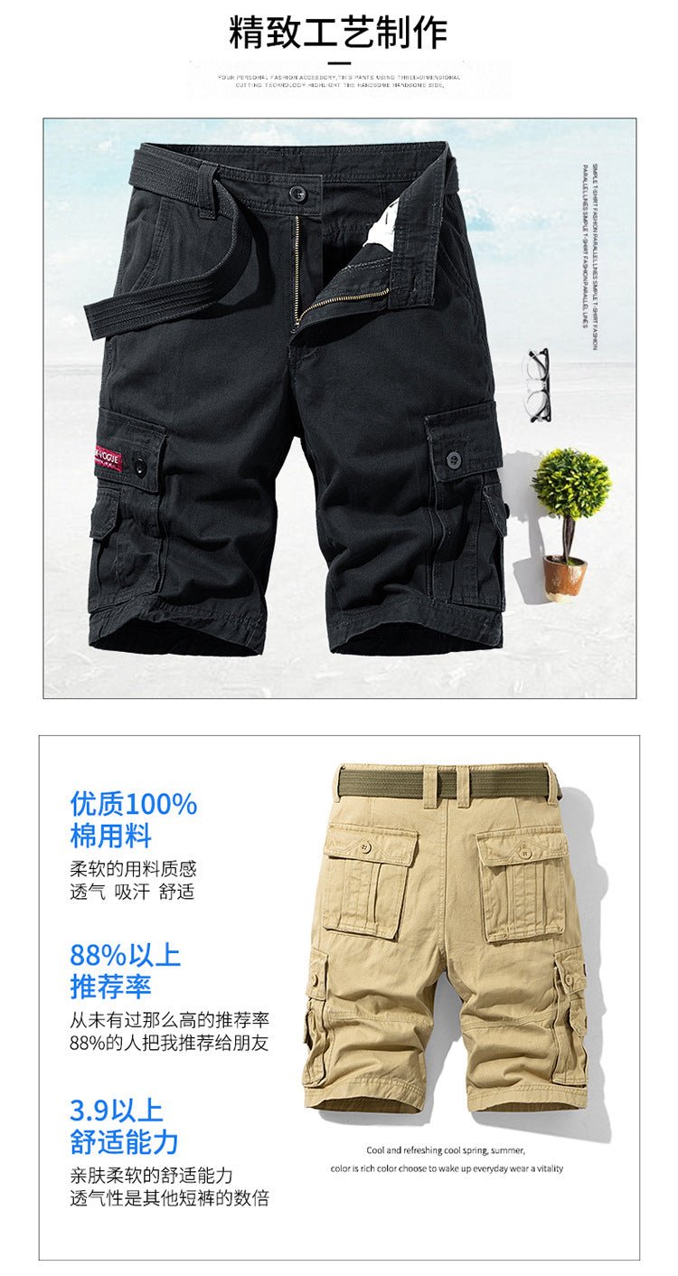Summer Men's Fashionable Multi-Pocket Workwear Shorts Thin Casual Fashion 95555 Cross-Border for Amazon - FATAONSummer Men's Fashionable Multi-Pocket Workwear Shorts Thin Casual Fashion 95555 Cross-Border for AmazonMode HommeFATAON