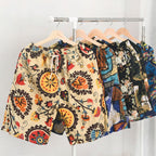 Summer new cotton and linen printed five-point men's beach pants casual sports loose plus size shorts men's thin fashion - FATAONSummer new cotton and linen printed five-point men's beach pants casual sports loose plus size shorts men's thin fashionMode HommeFATAON