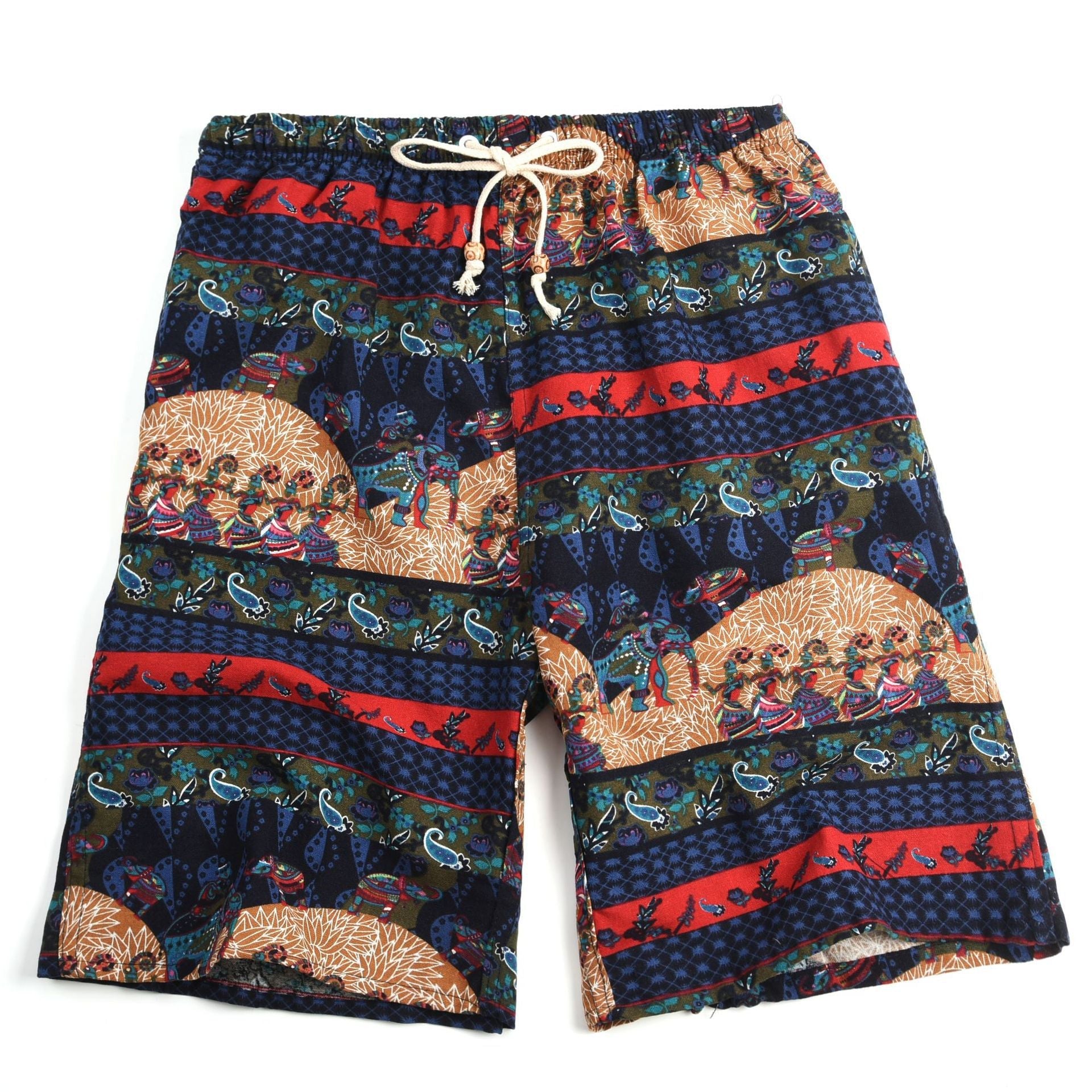 Summer new cotton and linen printed five-point men's beach pants casual sports loose plus size shorts men's thin fashion - FATAONSummer new cotton and linen printed five-point men's beach pants casual sports loose plus size shorts men's thin fashionMode HommeFATAON