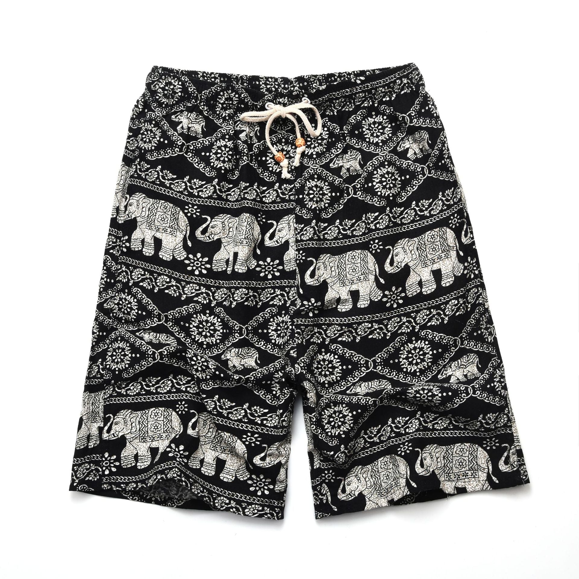 Summer new cotton and linen printed five-point men's beach pants casual sports loose plus size shorts men's thin fashion - FATAONSummer new cotton and linen printed five-point men's beach pants casual sports loose plus size shorts men's thin fashionMode HommeFATAON