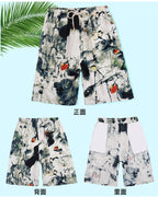 Summer new cotton and linen printed five-point men's beach pants casual sports loose plus size shorts men's thin fashion - FATAONSummer new cotton and linen printed five-point men's beach pants casual sports loose plus size shorts men's thin fashionMode HommeFATAON