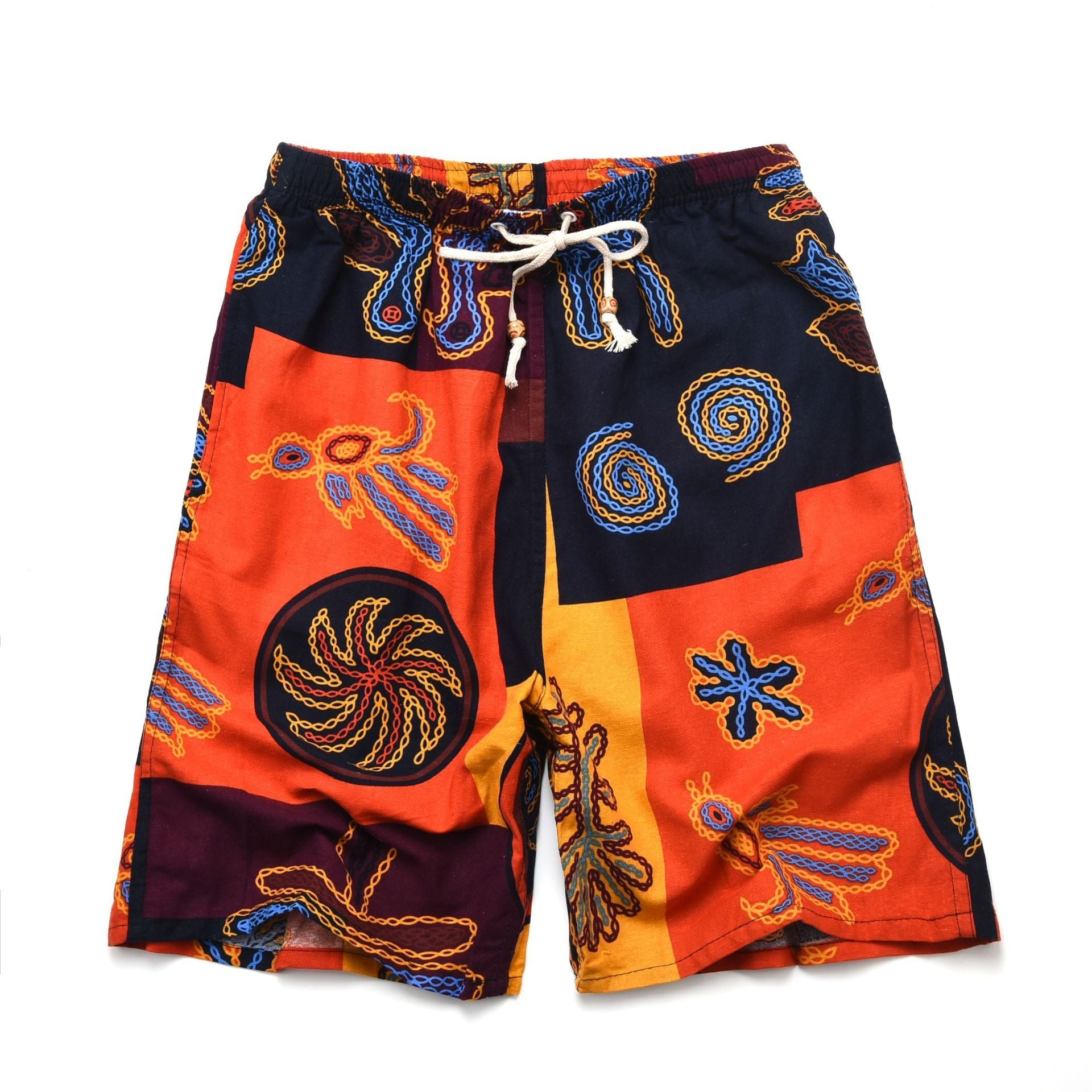 Summer new cotton and linen printed five-point men's beach pants casual sports loose plus size shorts men's thin fashion - FATAONSummer new cotton and linen printed five-point men's beach pants casual sports loose plus size shorts men's thin fashionMode HommeFATAON