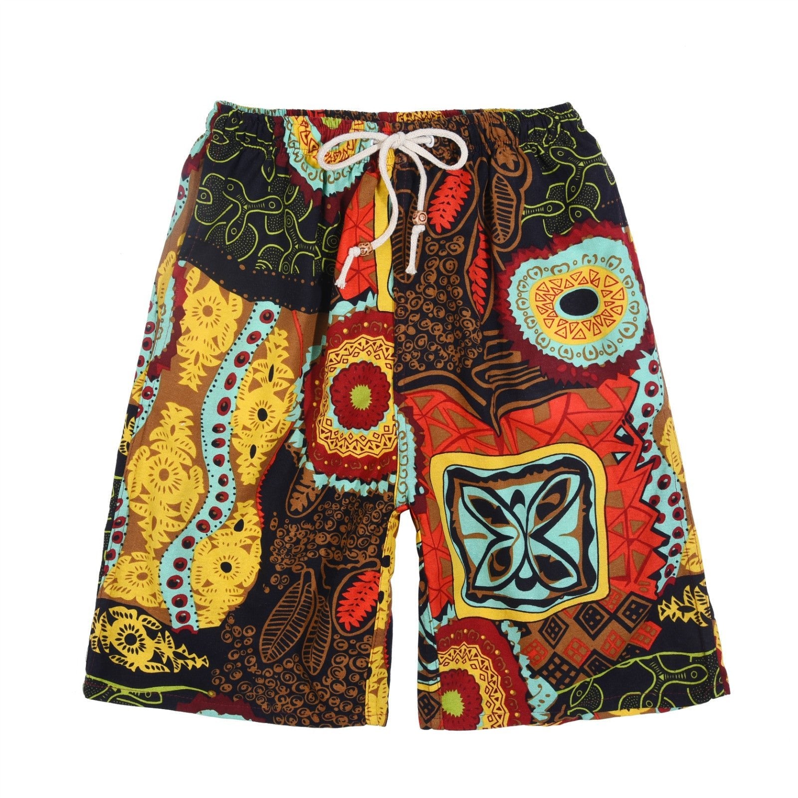 Summer new cotton and linen printed five-point men's beach pants casual sports loose plus size shorts men's thin fashion - FATAONSummer new cotton and linen printed five-point men's beach pants casual sports loose plus size shorts men's thin fashionMode HommeFATAON