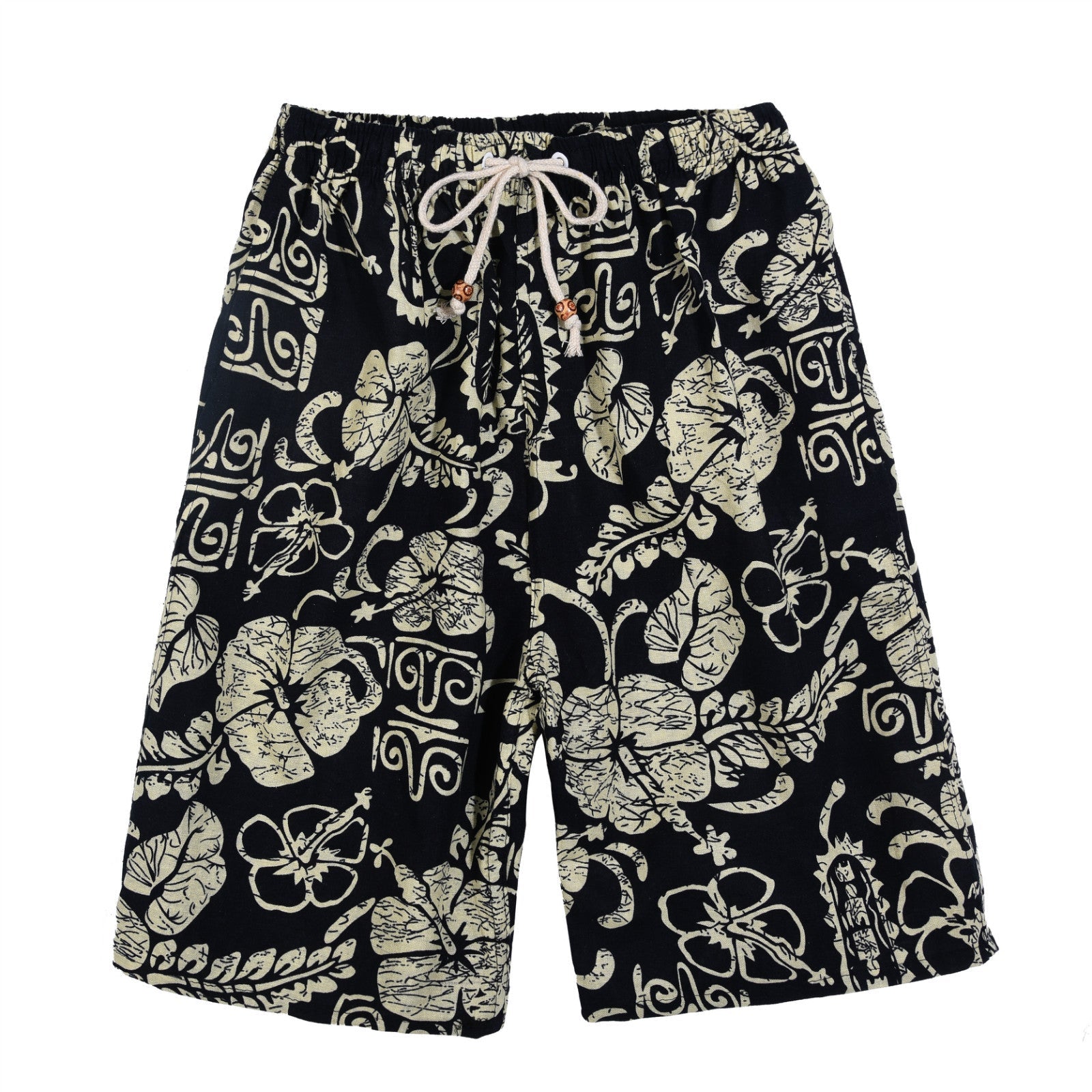 Summer new cotton and linen printed five-point men's beach pants casual sports loose plus size shorts men's thin fashion - FATAONSummer new cotton and linen printed five-point men's beach pants casual sports loose plus size shorts men's thin fashionMode HommeFATAON