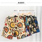 Summer new cotton and linen printed five-point men's beach pants casual sports loose plus size shorts men's thin fashion - FATAONSummer new cotton and linen printed five-point men's beach pants casual sports loose plus size shorts men's thin fashionMode HommeFATAON