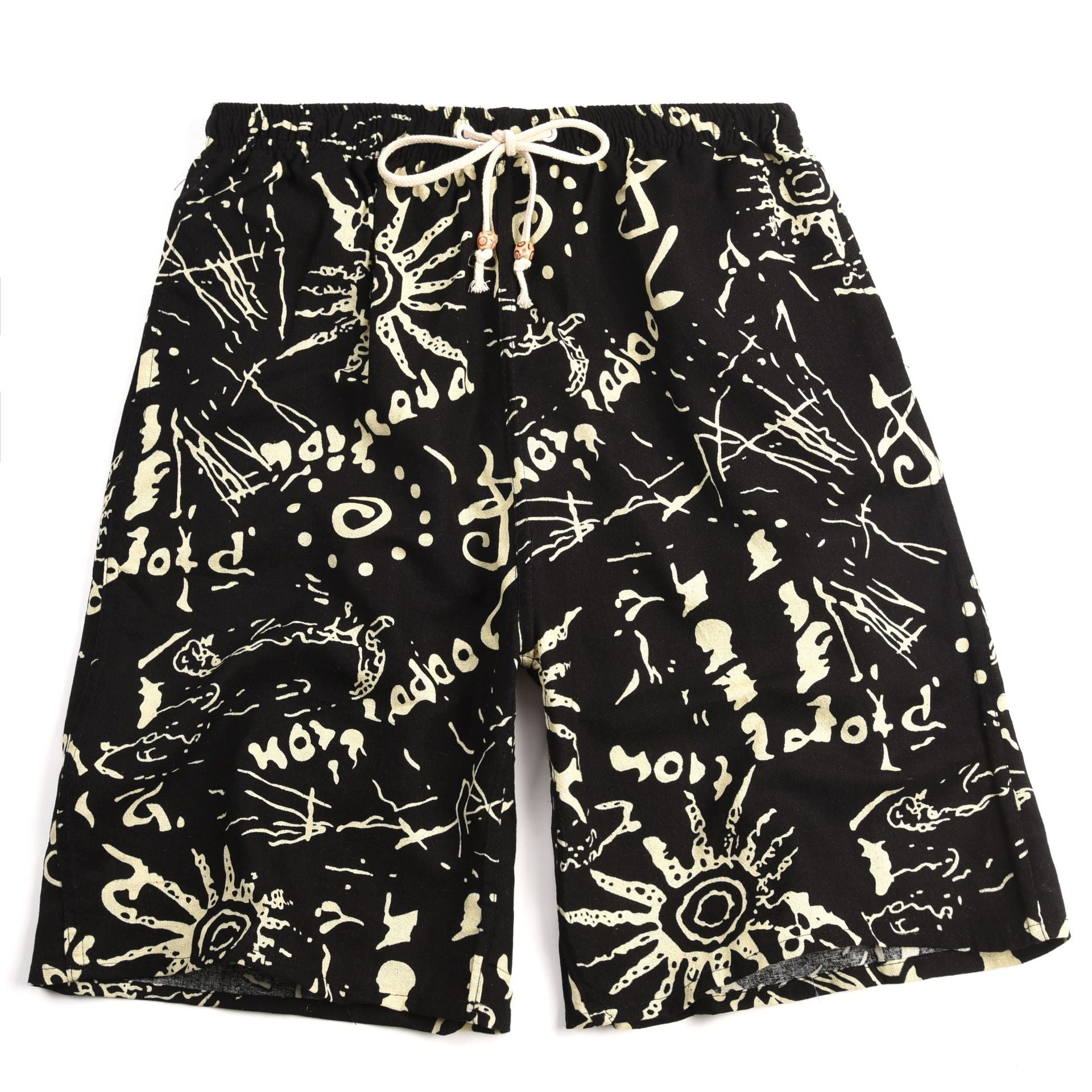 Summer new cotton and linen printed five-point men's beach pants casual sports loose plus size shorts men's thin fashion - FATAONSummer new cotton and linen printed five-point men's beach pants casual sports loose plus size shorts men's thin fashionMode HommeFATAON
