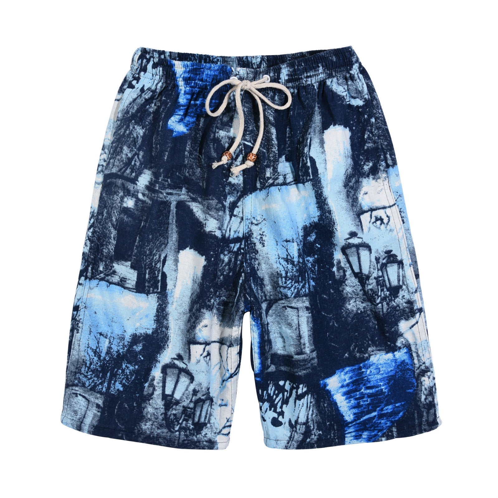 Summer new cotton and linen printed five-point men's beach pants casual sports loose plus size shorts men's thin fashion - FATAONSummer new cotton and linen printed five-point men's beach pants casual sports loose plus size shorts men's thin fashionMode HommeFATAON
