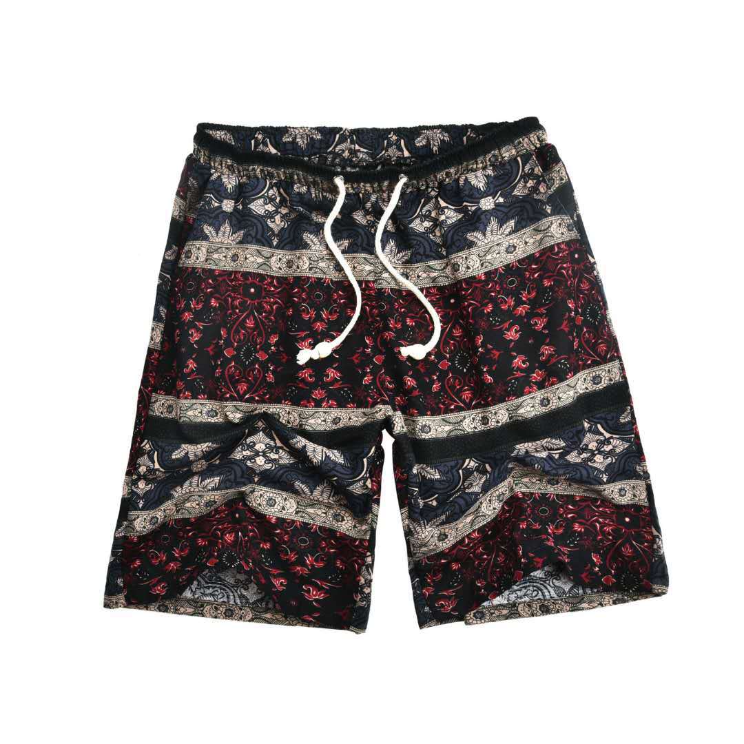 Summer new cotton and linen printed five-point men's beach pants casual sports loose plus size shorts men's thin fashion - FATAONSummer new cotton and linen printed five-point men's beach pants casual sports loose plus size shorts men's thin fashionMode HommeFATAON