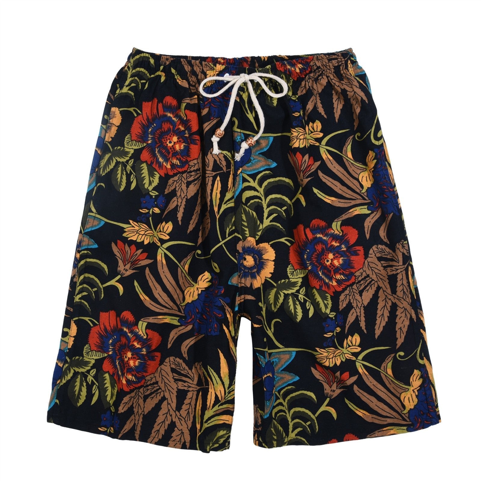 Summer new cotton and linen printed five-point men's beach pants casual sports loose plus size shorts men's thin fashion - FATAONSummer new cotton and linen printed five-point men's beach pants casual sports loose plus size shorts men's thin fashionMode HommeFATAON