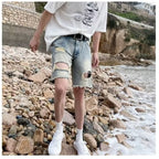 Summer New Ripped Rouge Denim Five-point Jeans ins Trendy Couples All-match Loose Niche Five-point Pants - FATAONSummer New Ripped Rouge Denim Five-point Jeans ins Trendy Couples All-match Loose Niche Five-point PantsMode HommeFATAON