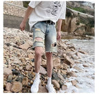 Summer New Ripped Rouge Denim Five-point Jeans ins Trendy Couples All-match Loose Niche Five-point Pants - FATAONSummer New Ripped Rouge Denim Five-point Jeans ins Trendy Couples All-match Loose Niche Five-point PantsMode HommeFATAON