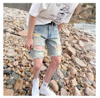 Summer New Ripped Rouge Denim Five-point Jeans ins Trendy Couples All-match Loose Niche Five-point Pants - FATAONSummer New Ripped Rouge Denim Five-point Jeans ins Trendy Couples All-match Loose Niche Five-point PantsMode HommeFATAON