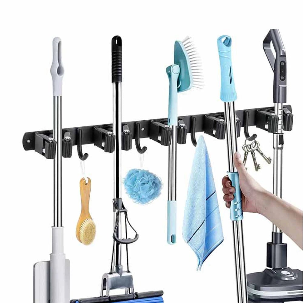 Support mural multifonctionnel en acier inoxydable pour balais et serpillères, rangement pour salle de bain, cuisine, garage, jardin, organisateur d'outils - FATAONSupport mural multifonctionnel en acier inoxydable pour balais et serpillères, rangement pour salle de bain, cuisine, garage, jardin, organisateur d'outilsSolutions MaisonFATAON
