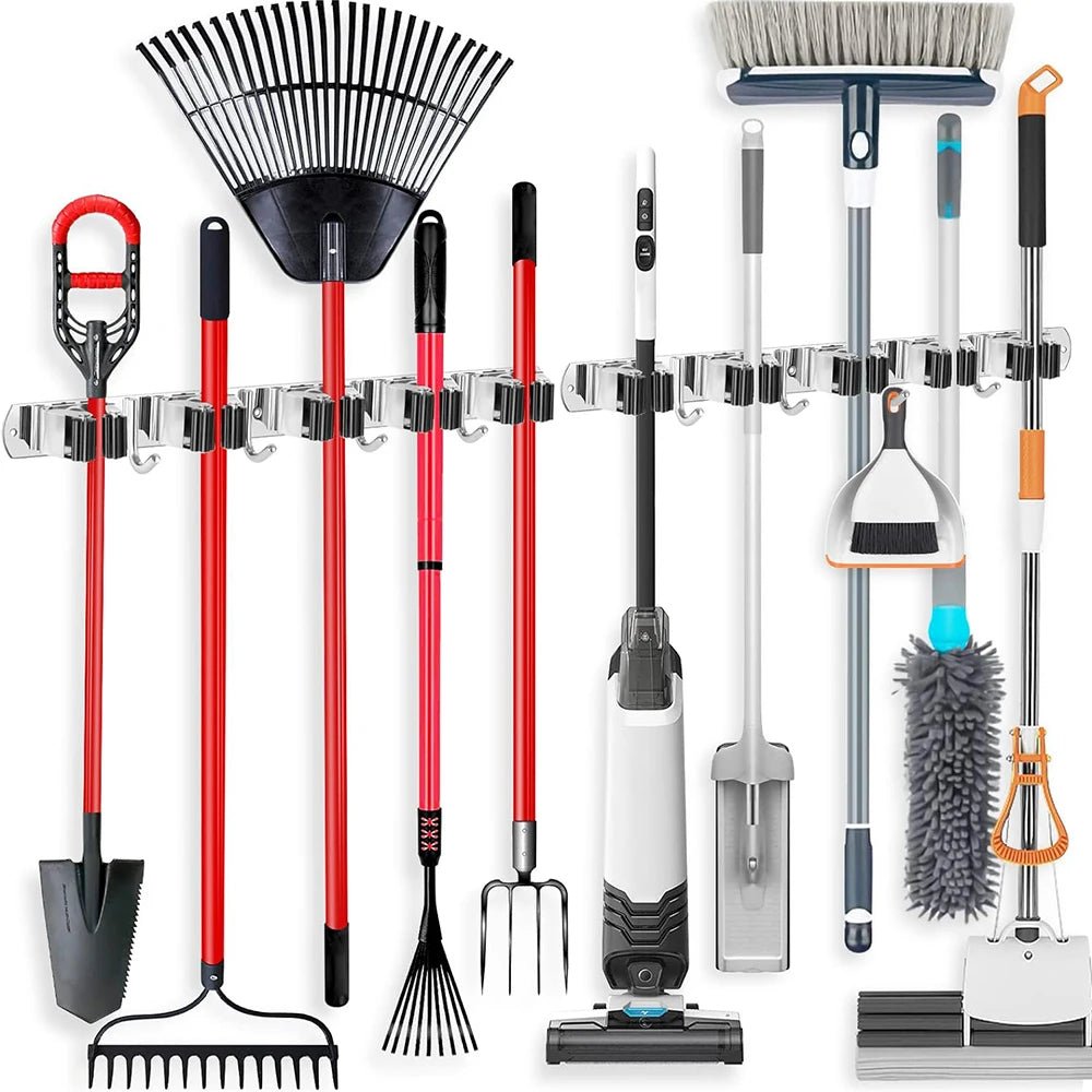Support mural multifonctionnel en acier inoxydable pour balais et serpillères, rangement pour salle de bain, cuisine, garage, jardin, organisateur d'outils - FATAONSupport mural multifonctionnel en acier inoxydable pour balais et serpillères, rangement pour salle de bain, cuisine, garage, jardin, organisateur d'outilsSolutions MaisonFATAON